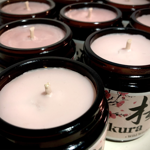 sakura, bougie parfumée, bougie artisanale, bougie odeur